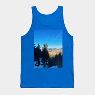 coniferous trees on the top of mountain hills Tank Top